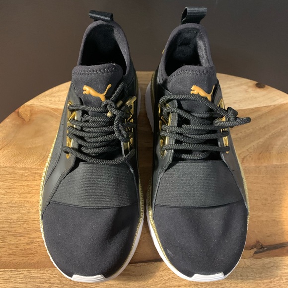 DONATED: Puma Black & Gold Sneakers - Picture 3 of 7